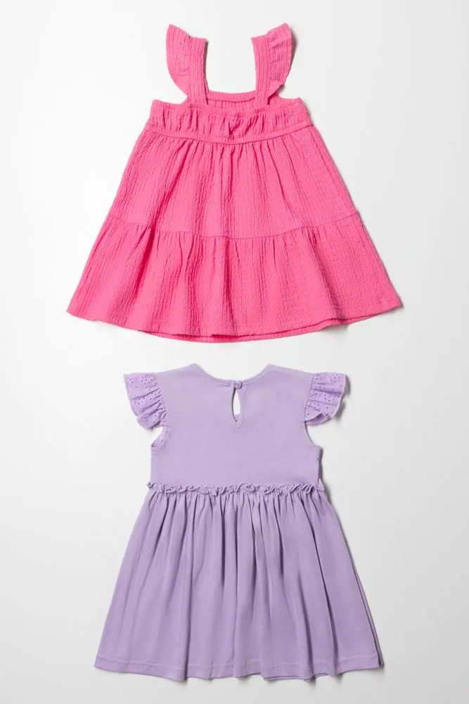 2 Pack Dresses Pink And Purple