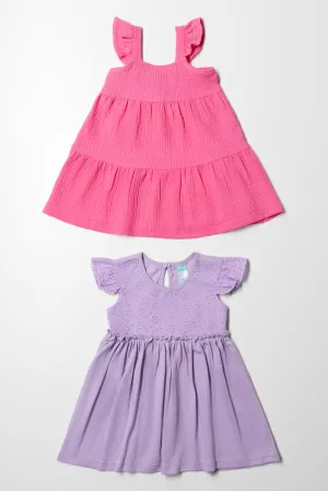 2 Pack Dresses Pink And Purple