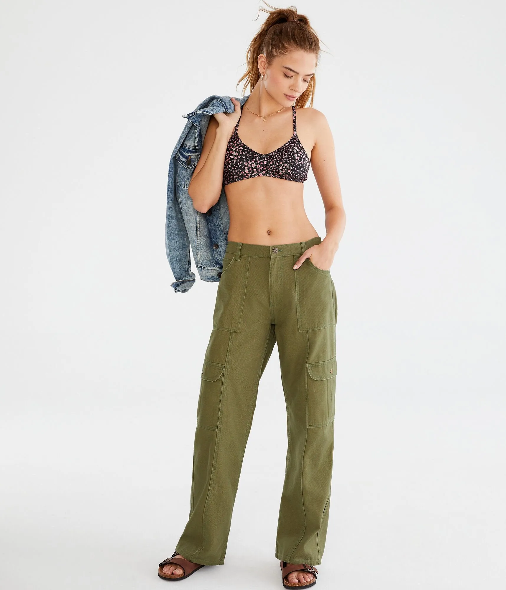 Aeropostale Womens' Mid-Rise Utility Cargo Pants - Light Green - Size S - Cotton - Teen Fashion & Clothing Caper Green