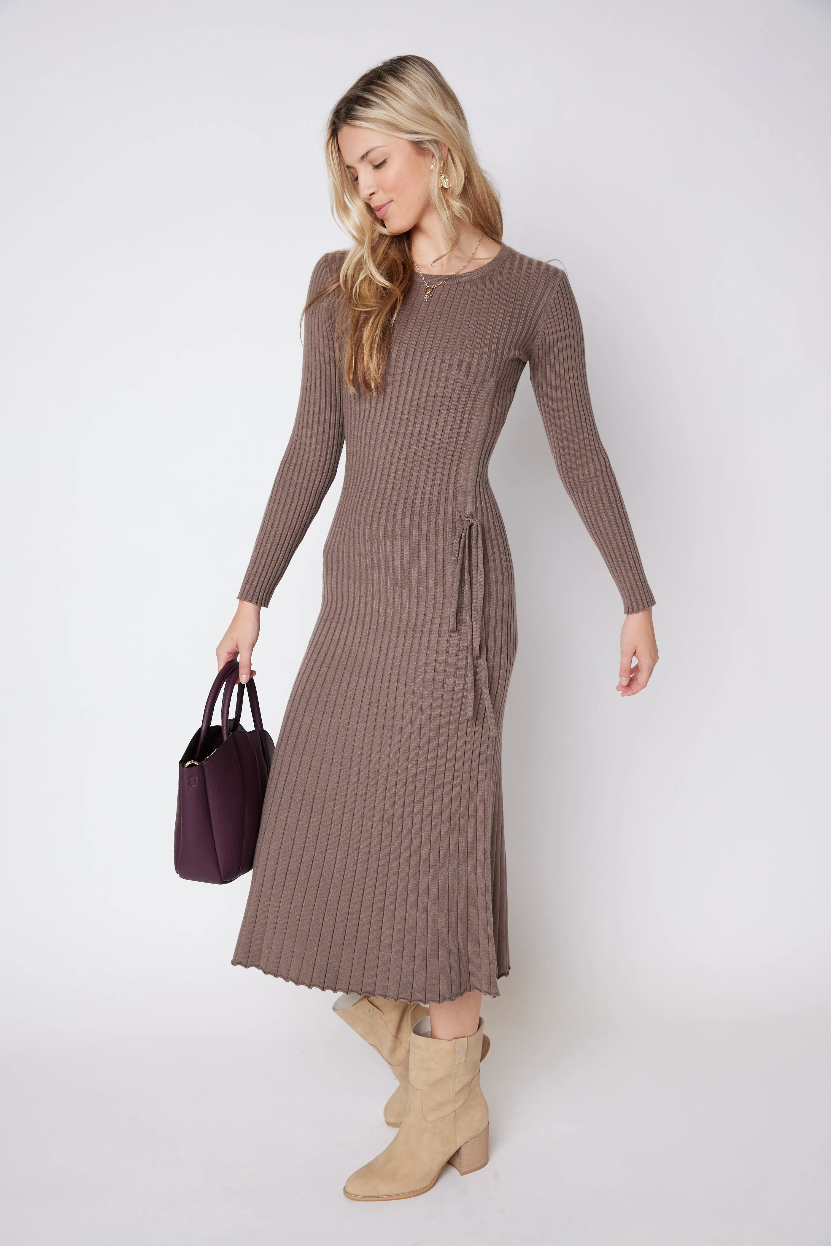 Alisha Side Shirring Sweater Dress