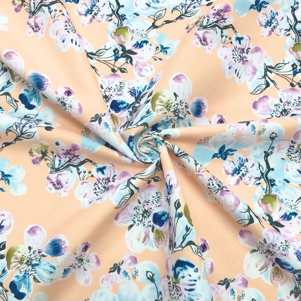 All Over Large and Small Floral Cotton-Touch Polyester Fabric