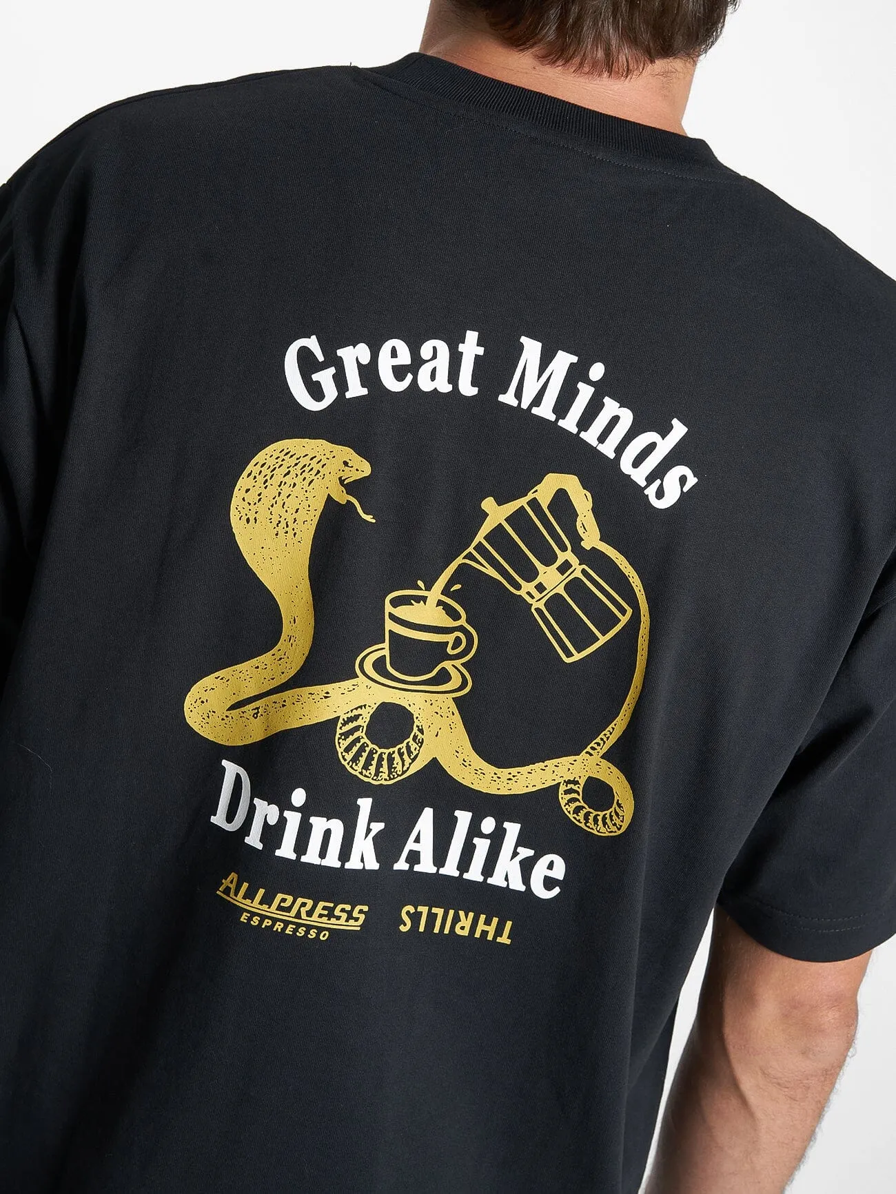 Allpress X Thrills Great Minds Drink Alike Oversize Pocket Tee - Black