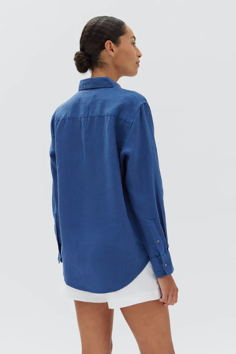 Assembly Label - Xander Linen Shirt - Royal