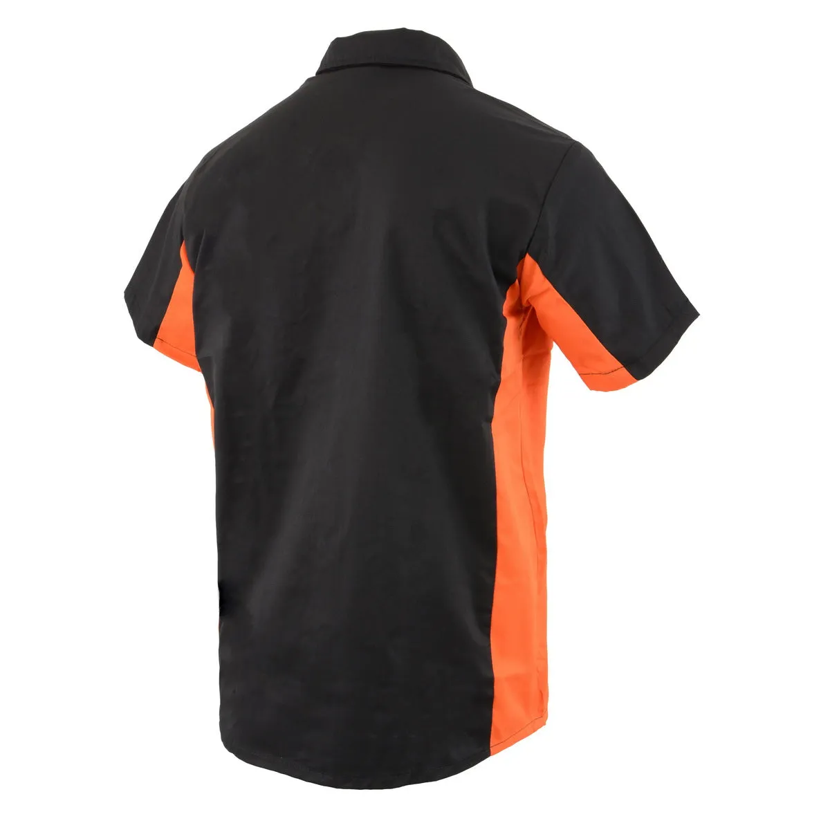 Biker Clothing Co. MDM11676 Men's Black and Orange Button Up