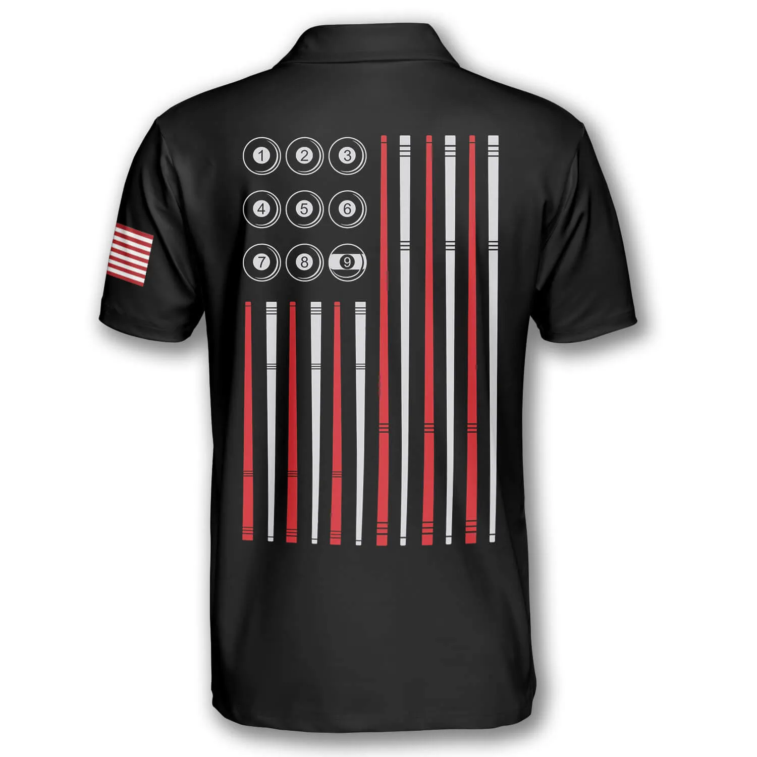 Billiards Skull American Flag Patriotic Custom Billiard Shirts for Men, Flag Shirt, Billiard Polo Shirt