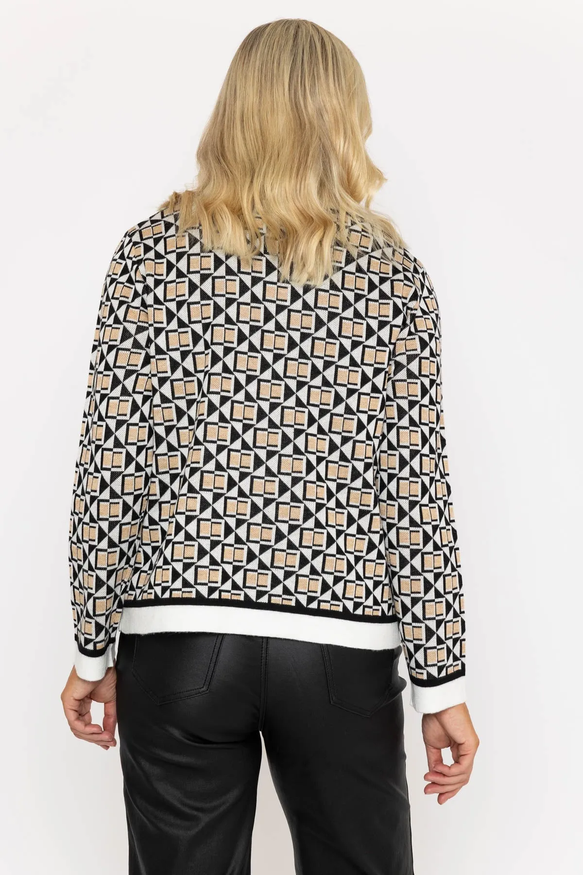 Black & Beige Geometric Cardigan