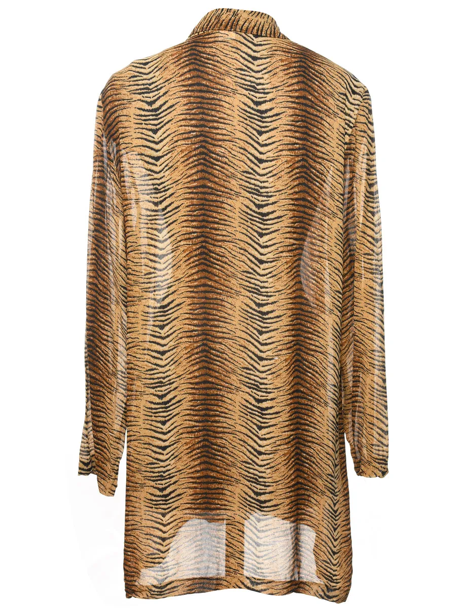 Black & Brown Tiger Print Blouse  - XL