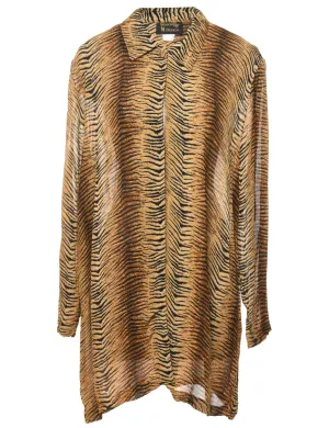 Black & Brown Tiger Print Blouse  - XL