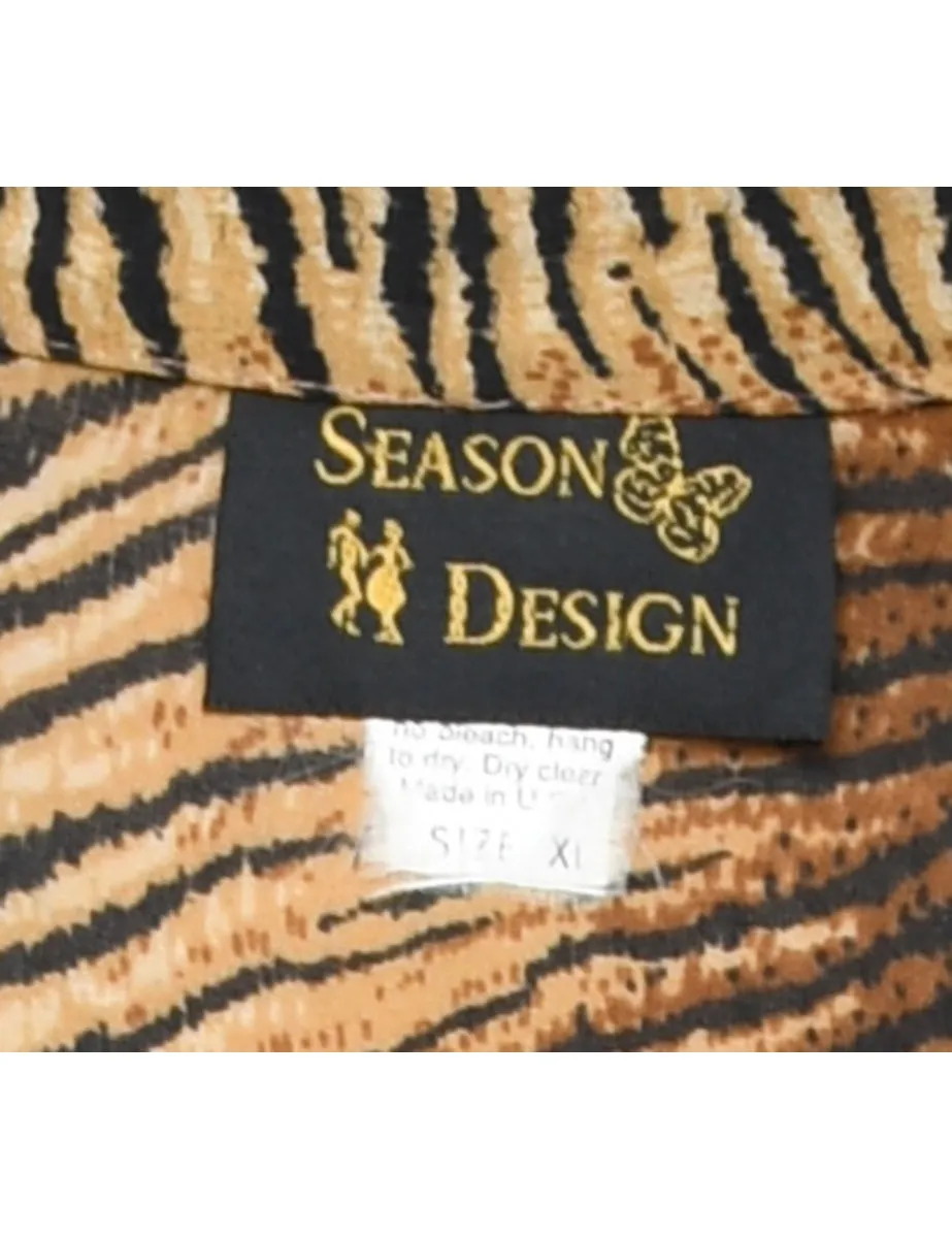 Black & Brown Tiger Print Blouse  - XL