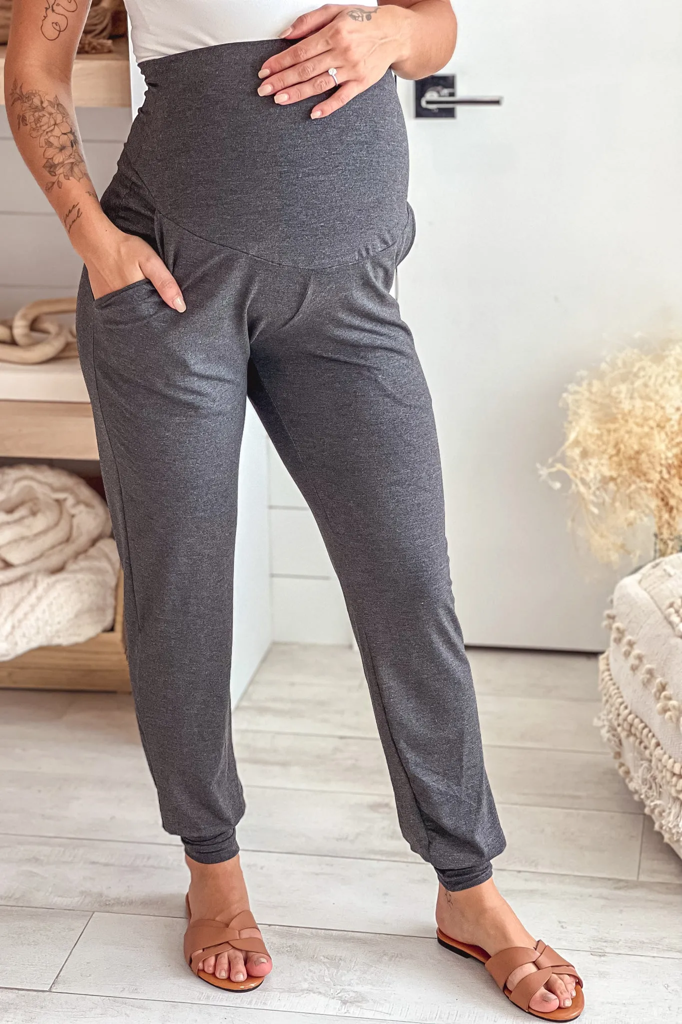 Charcoal Maternity Jogger Pants