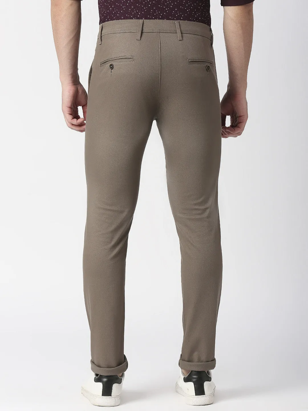 Coffee Brown Slim Tapered Cotton Trouser