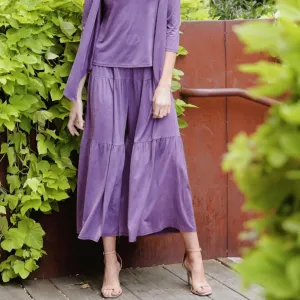 Crushed Silk Knit - Cardigan, Tank, Skirt-Pant 3pc Set - Plum - Final Sale!