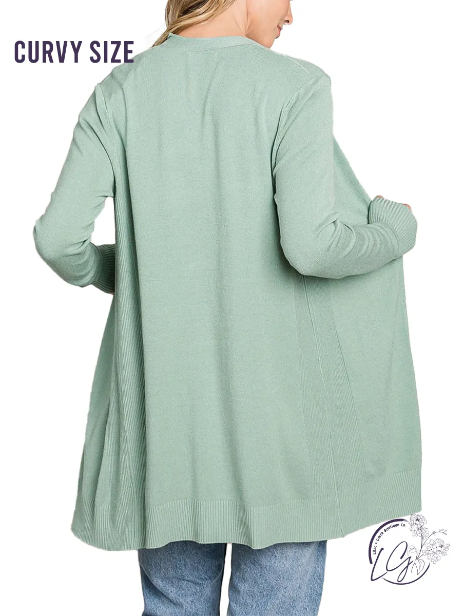 Curvy Breathable Open Front Cardigan