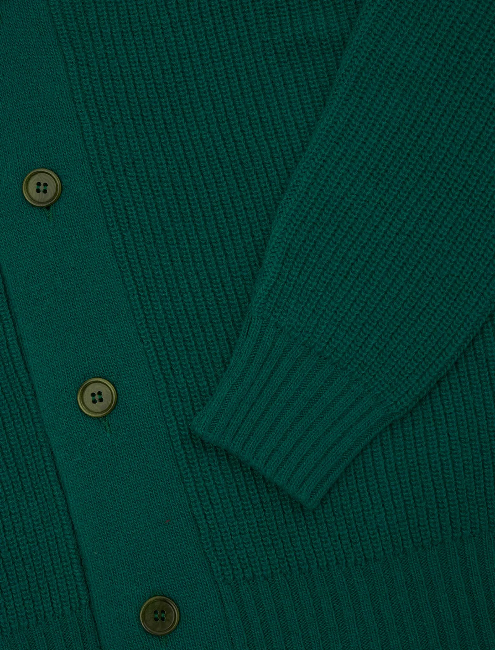 Emerald Green Ribbed Shawl Neck Wool & Cashmere Cardigan