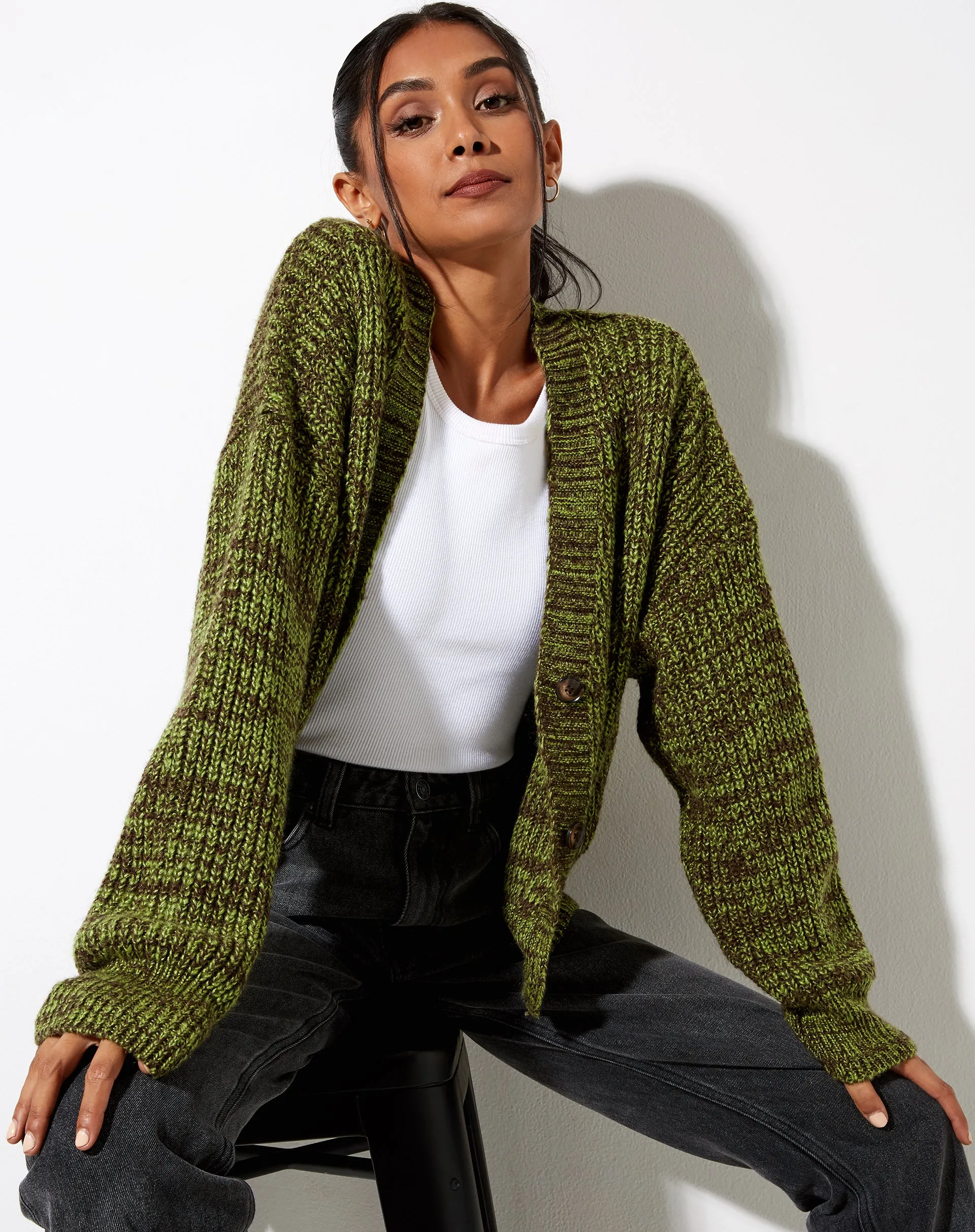 Fia Cardigan in Black and Green