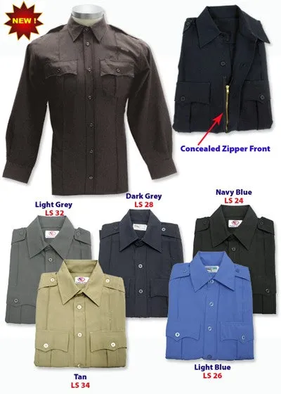 First Class 100% Polyester Long Sleeve Zippered Uniform Shirts