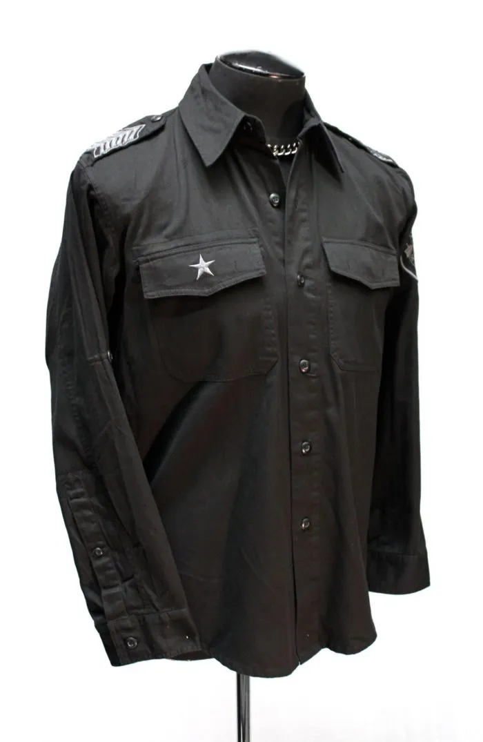 GUERRILLA ARMY SHIRT - BLACK COTTON W/ GREY