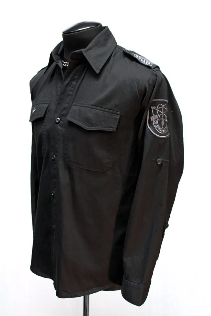 GUERRILLA ARMY SHIRT - BLACK COTTON W/ GREY