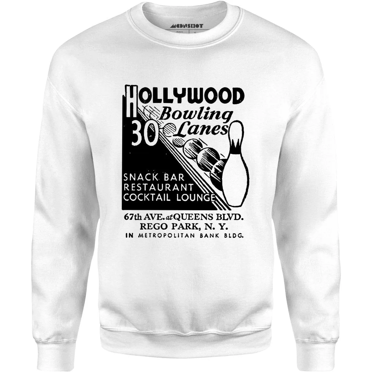 Hollywood Bowling Lanes - Rego Park, NY - Vintage Bowling Alley - Unisex Sweatshirt