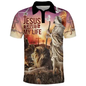 Jesus Saved My Life Lamb And Lion Polo Shirt - Christian Shirts & Shorts