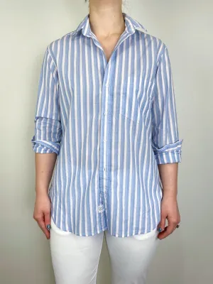 Joedy Boyfriend Button Up Shirt in Blue/Pink Multi Stripe