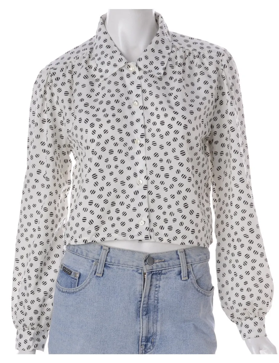 Label Claire Cropped Long Sleeve Printed Shirt