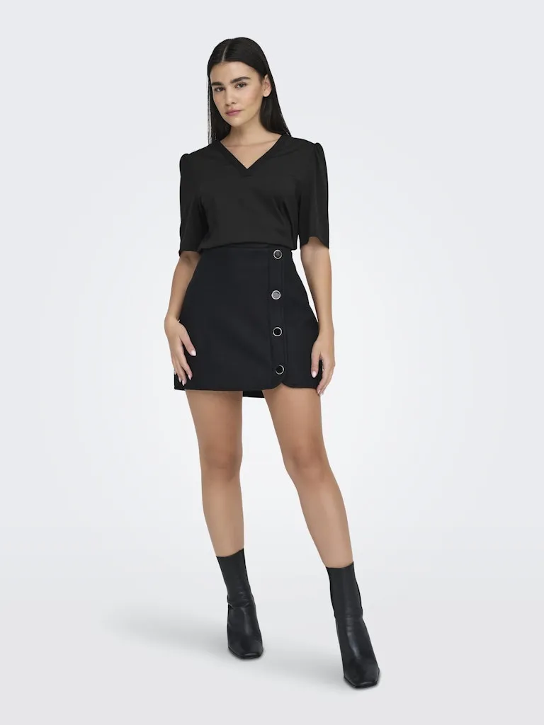 Lanie V-Neck Top - Black