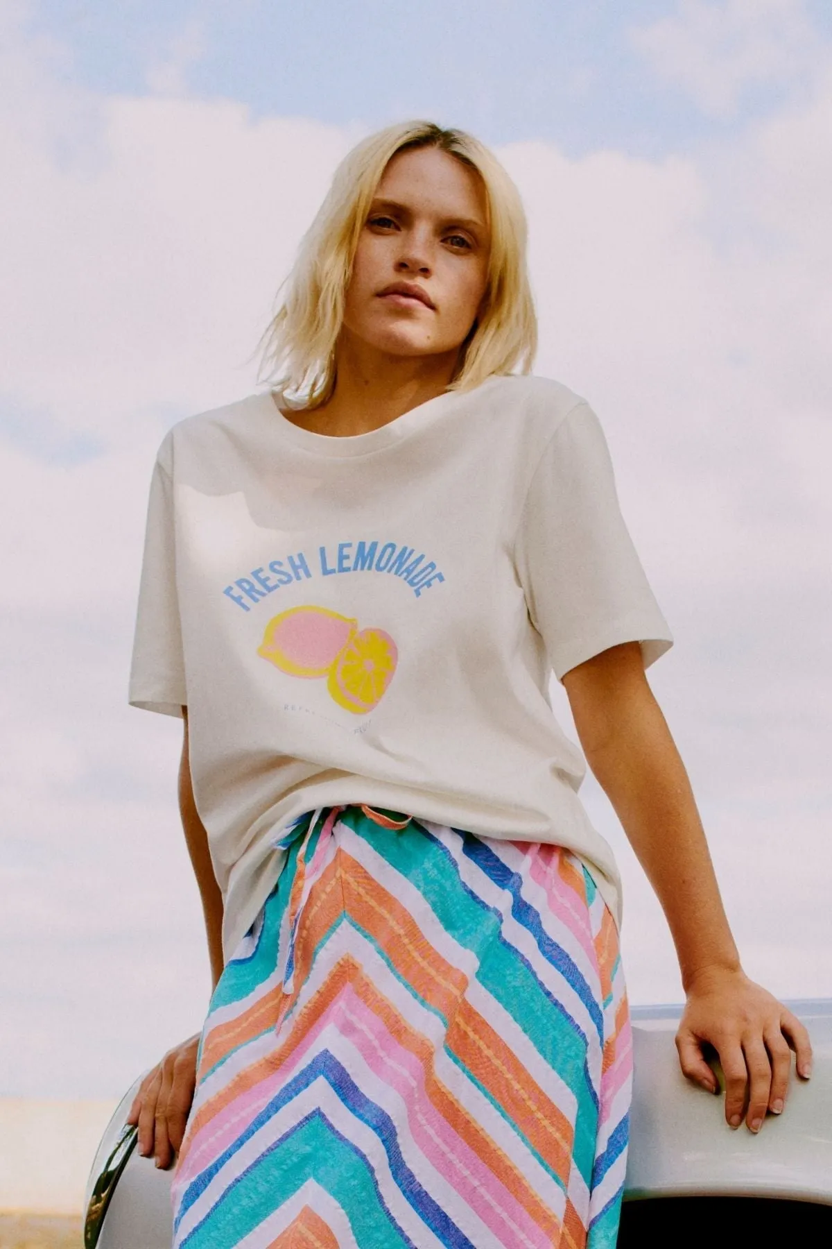 Lemonade Printed White Cotton T-Shirt