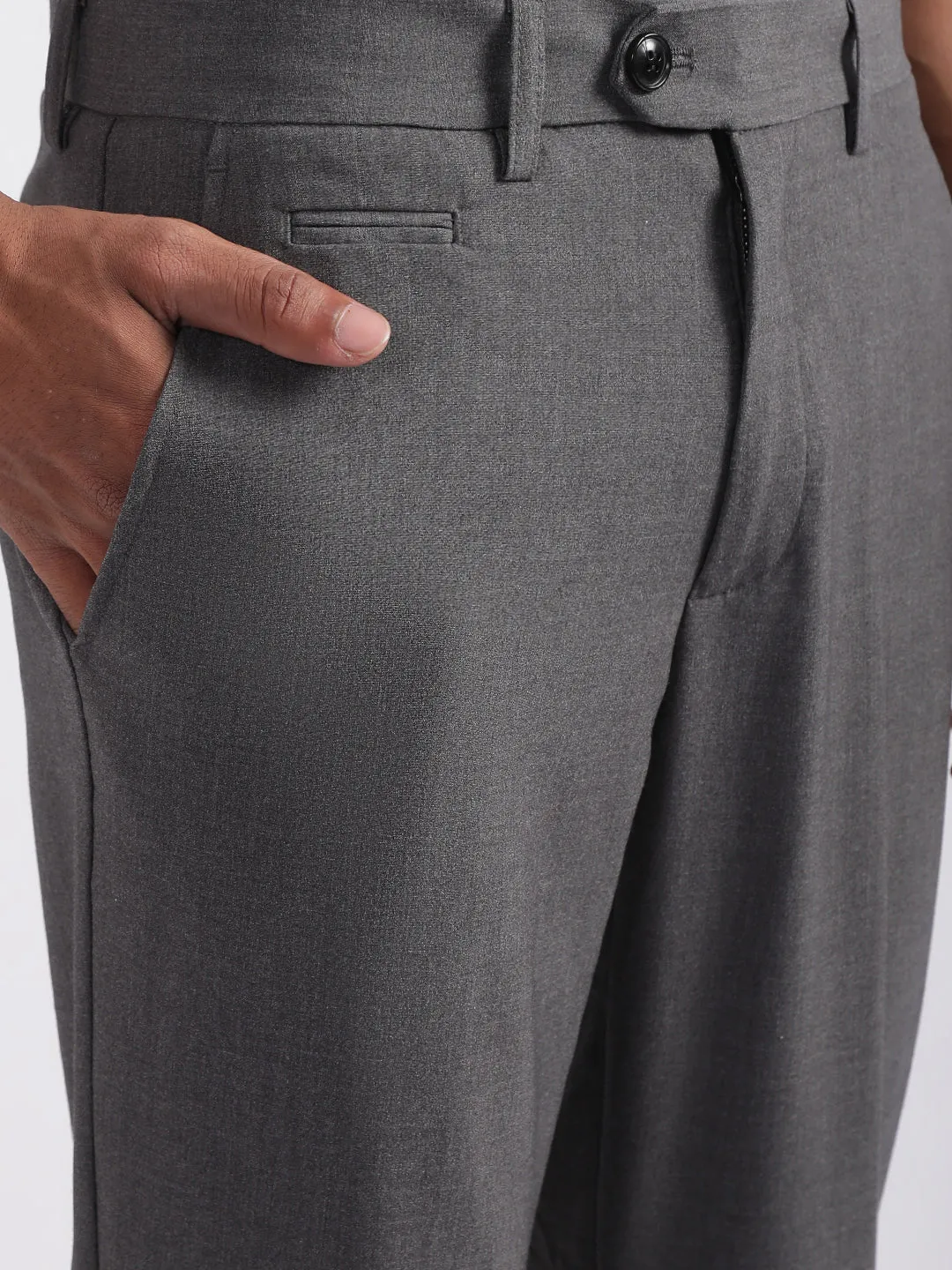 Lindbergh Men Grey Solid Slim Fit Trouser