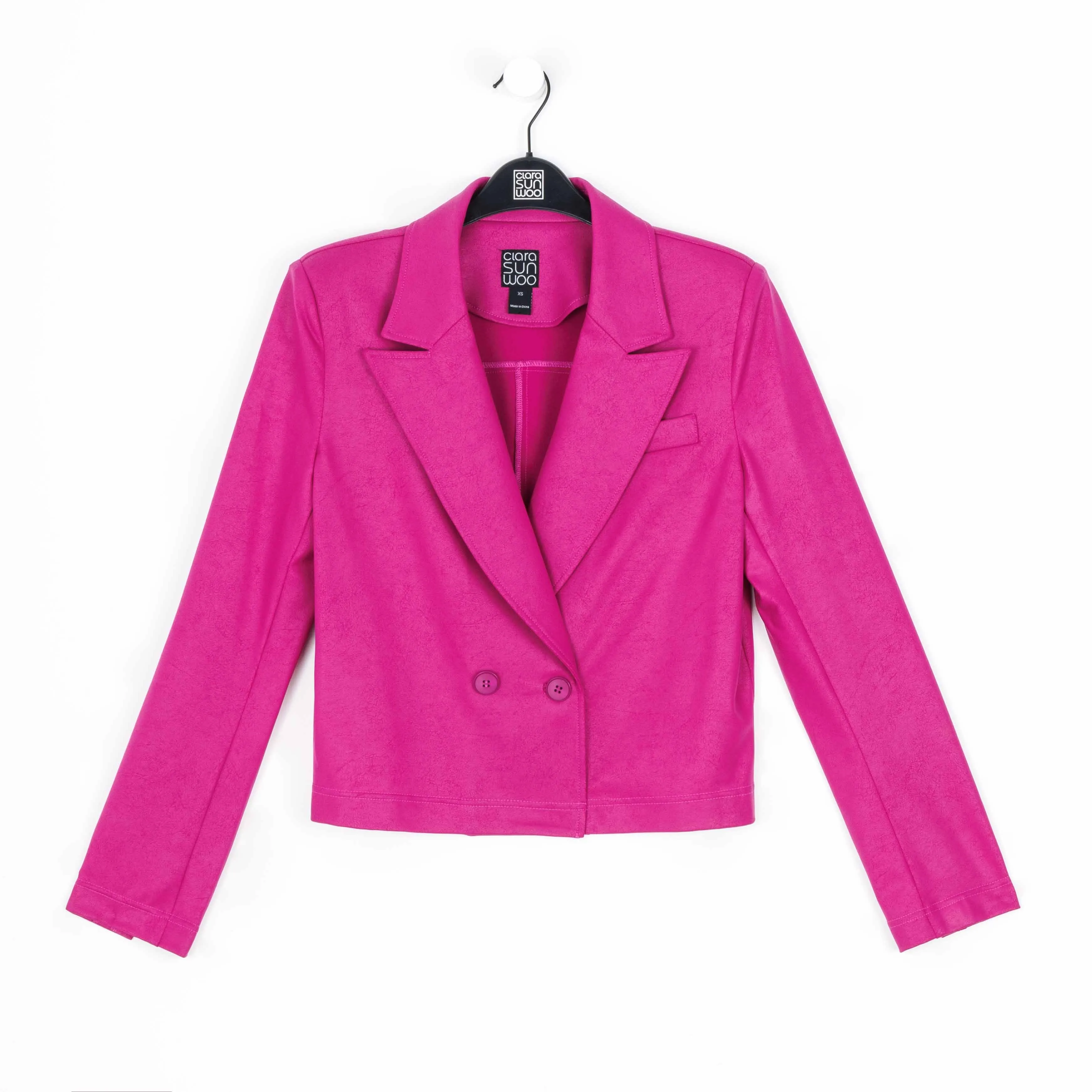 Liquid Leather™ Cropped Tuxedo Blazer - Magenta - Limited Sizes!