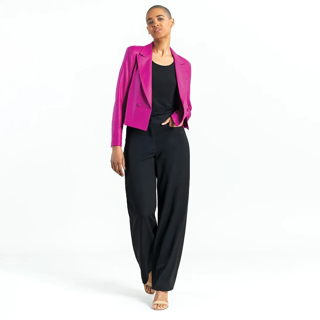 Liquid Leather™ Cropped Tuxedo Blazer - Magenta - Limited Sizes!