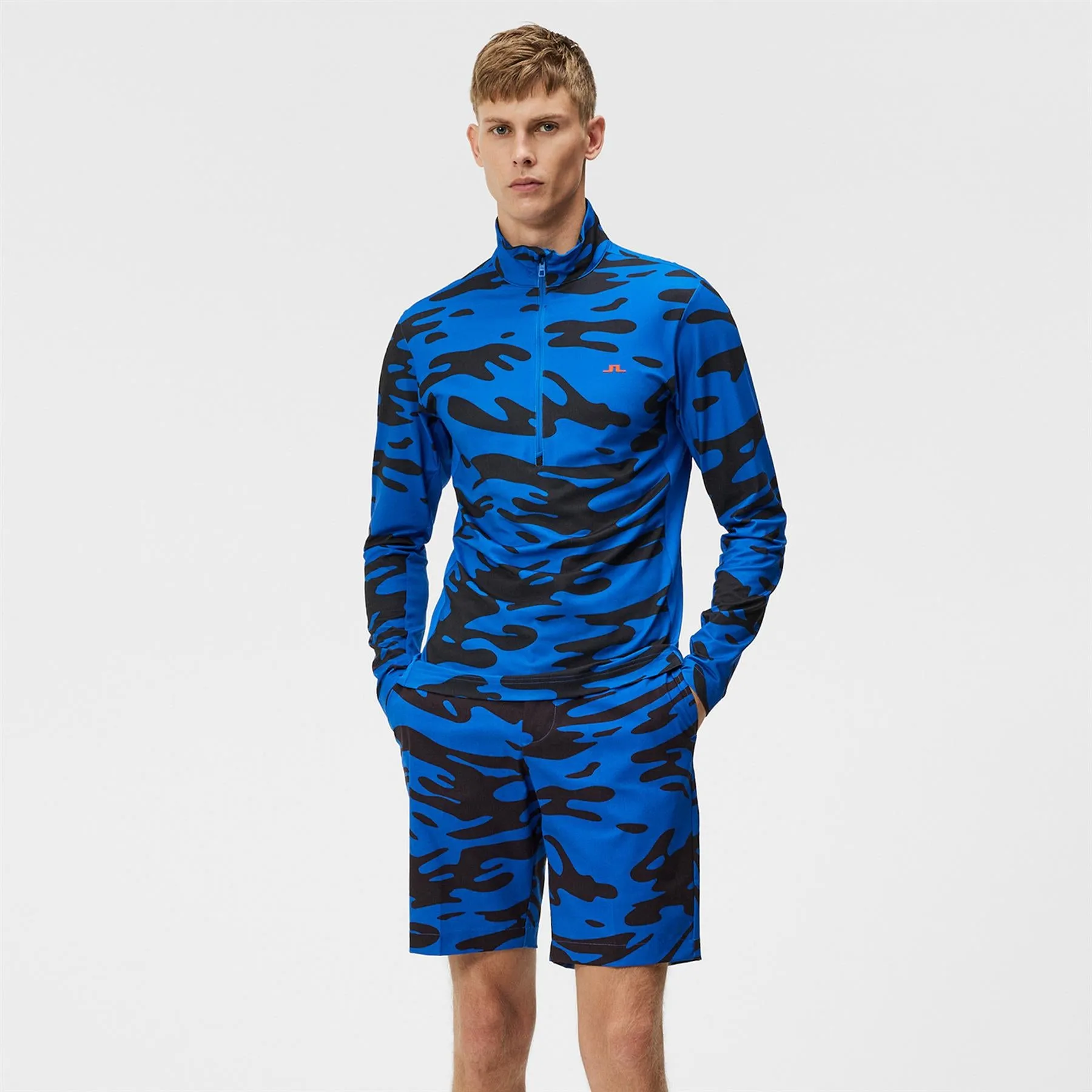 Luke Regular Fit Half Zip Printed Mid Layer Neptune Blue - SS24