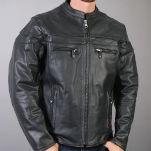 Men's Leather Jacket with Double Piping, JKM1011-HL