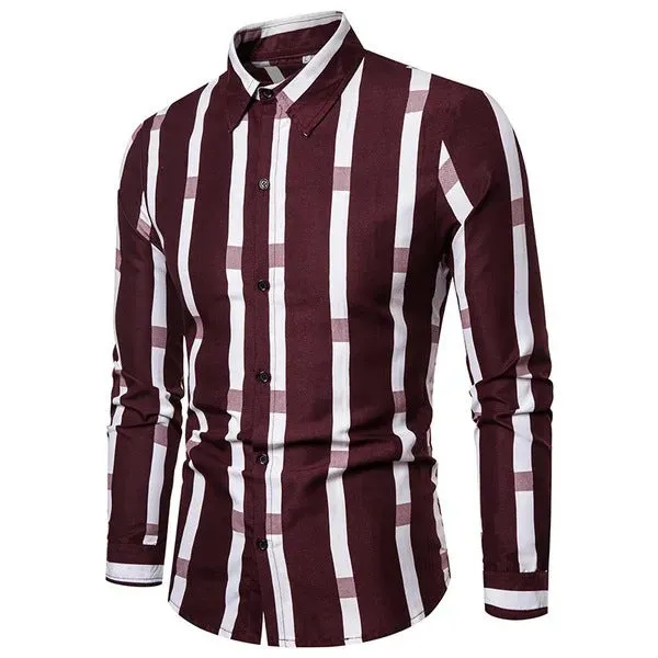 Men's Slim Fit Long Sleeve Lapel Shirt