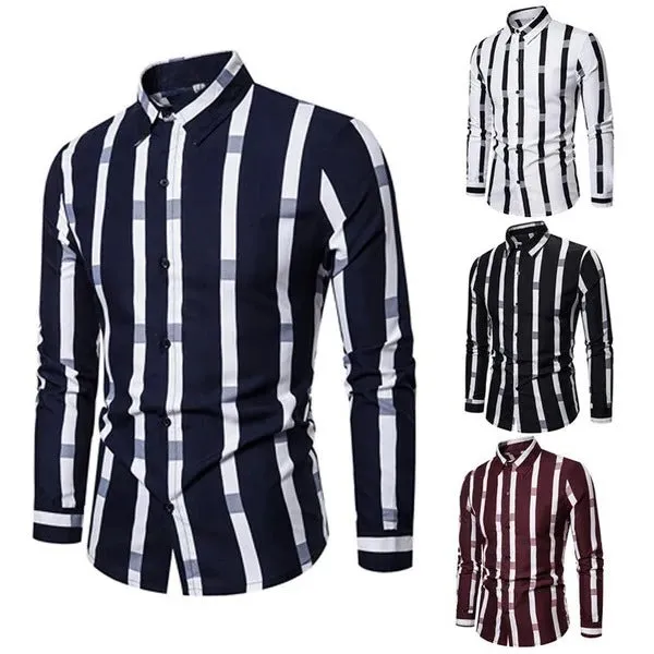 Men's Slim Fit Long Sleeve Lapel Shirt