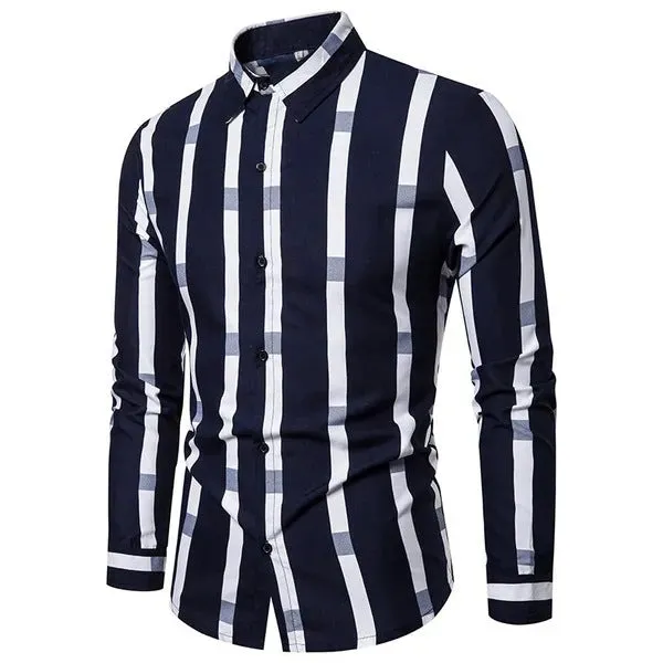 Men's Slim Fit Long Sleeve Lapel Shirt