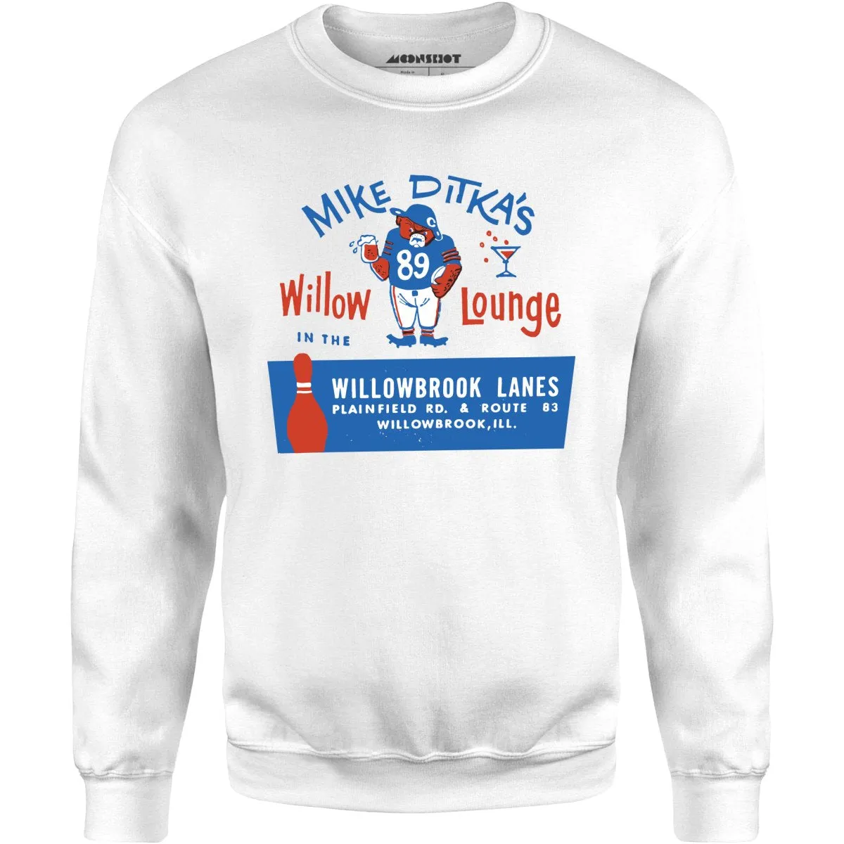 Mike Ditka's Willow Lounge - Willowbrook, IL - Vintage Bowling Alley - Unisex Sweatshirt