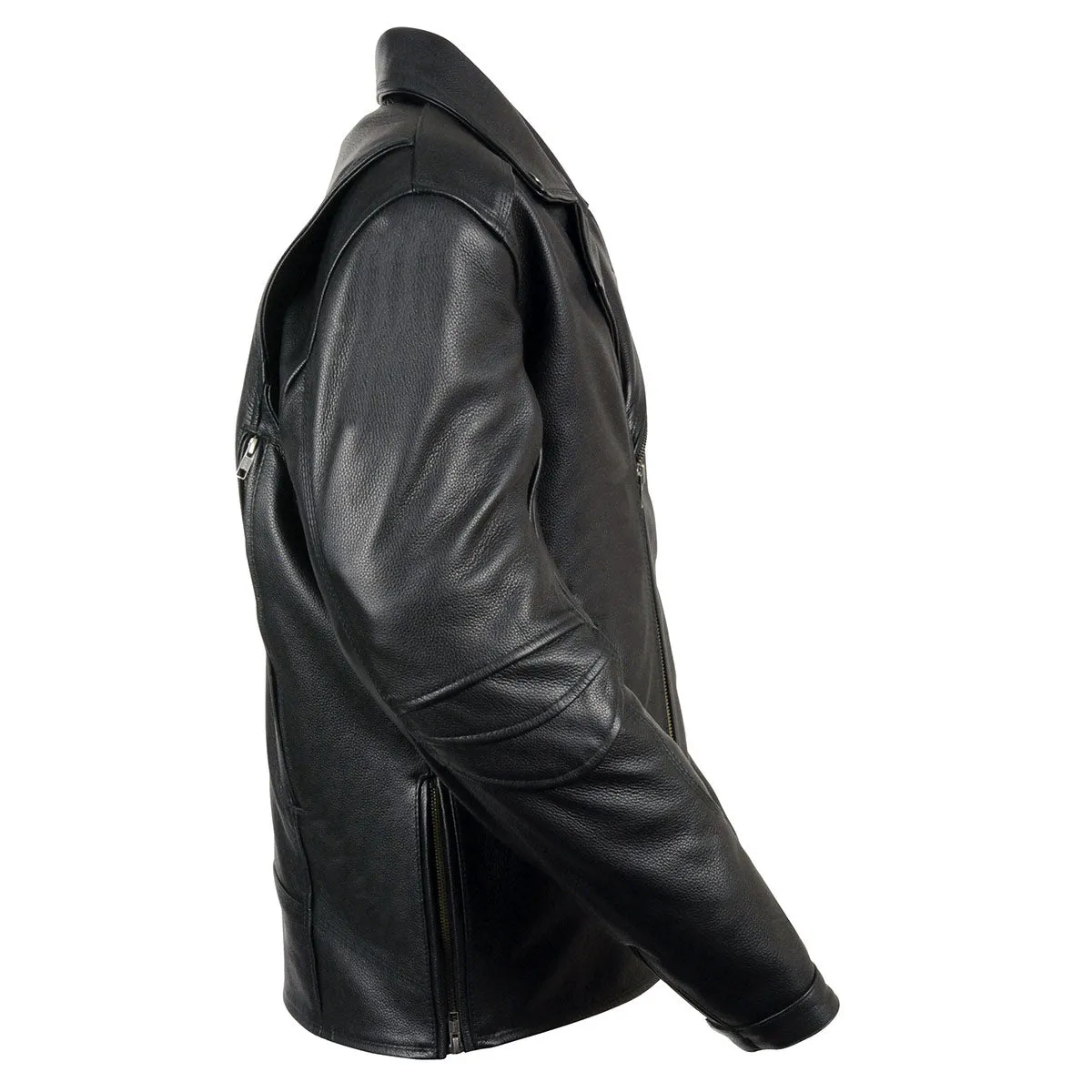 Milwaukee Leather MLM1515 Men's Classic Beltless Black Leather Triple Stitched Motorcycle Biker Rider Jacket