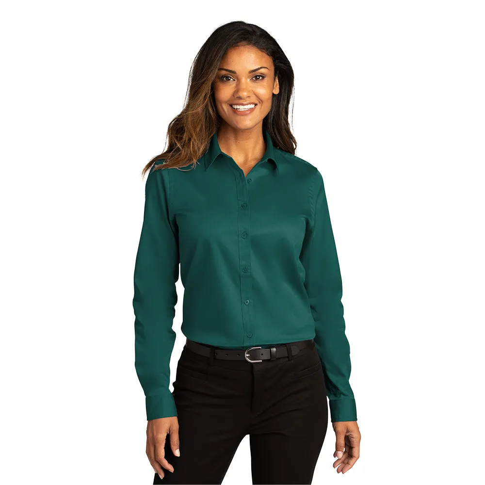 Port Authority® Women's Long Sleeve SuperPro React ™ Twill Shirt - Marine Green