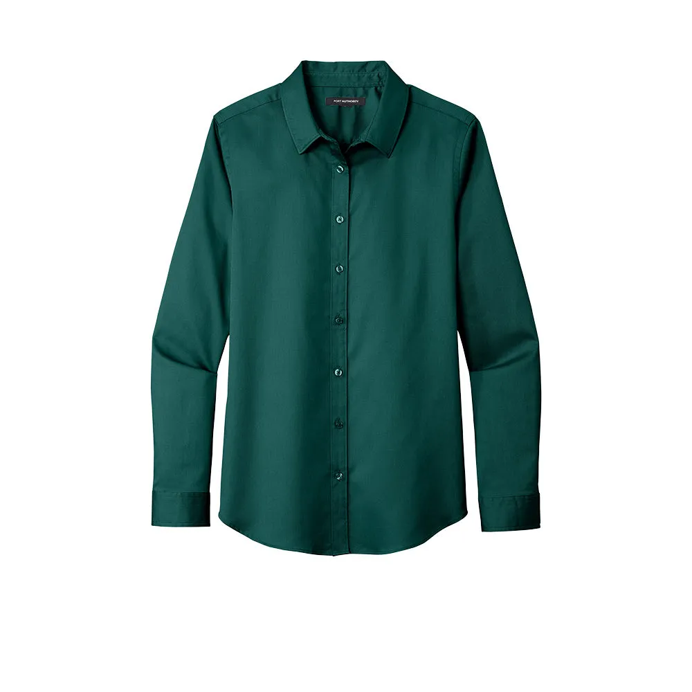 Port Authority® Women's Long Sleeve SuperPro React ™ Twill Shirt - Marine Green