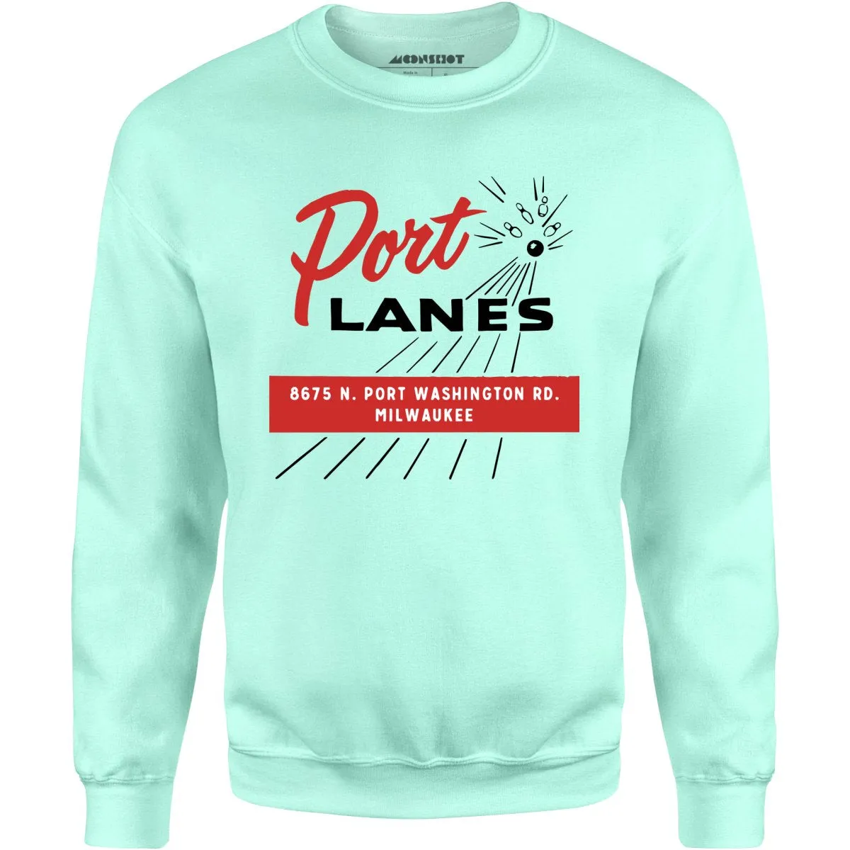 Port Lanes - Milwaukee, WI - Vintage Bowling Alley - Unisex Sweatshirt