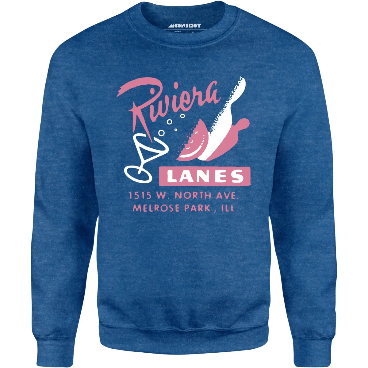 Riviera Lanes - Melrose Park, IL - Vintage Bowling Alley - Unisex Sweatshirt