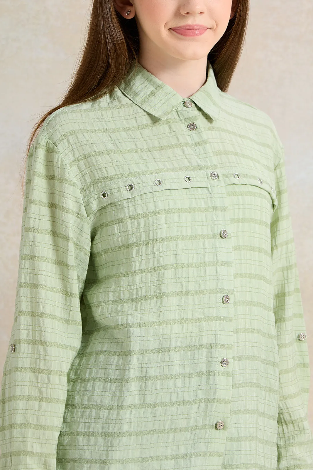 Senior Girls Green Embellished Shirt