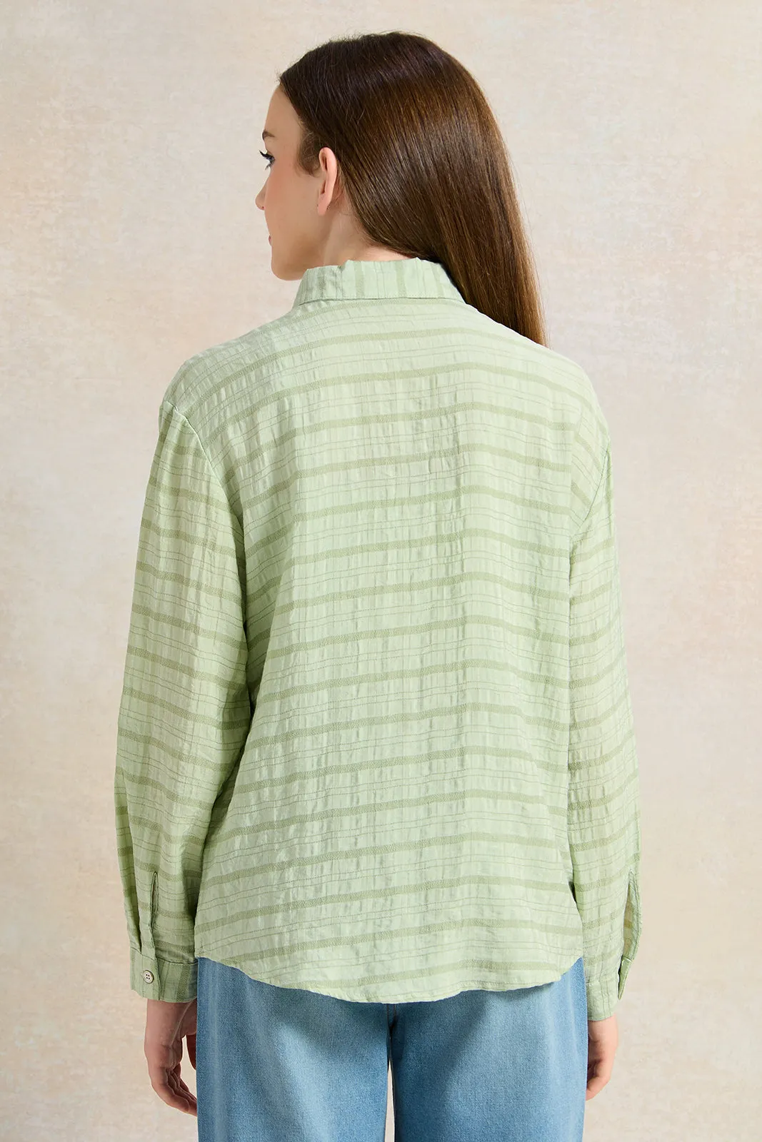 Senior Girls Green Embellished Shirt