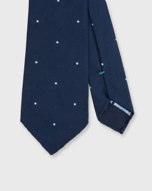 Silk Woven Tie in Navy/Sky Dot