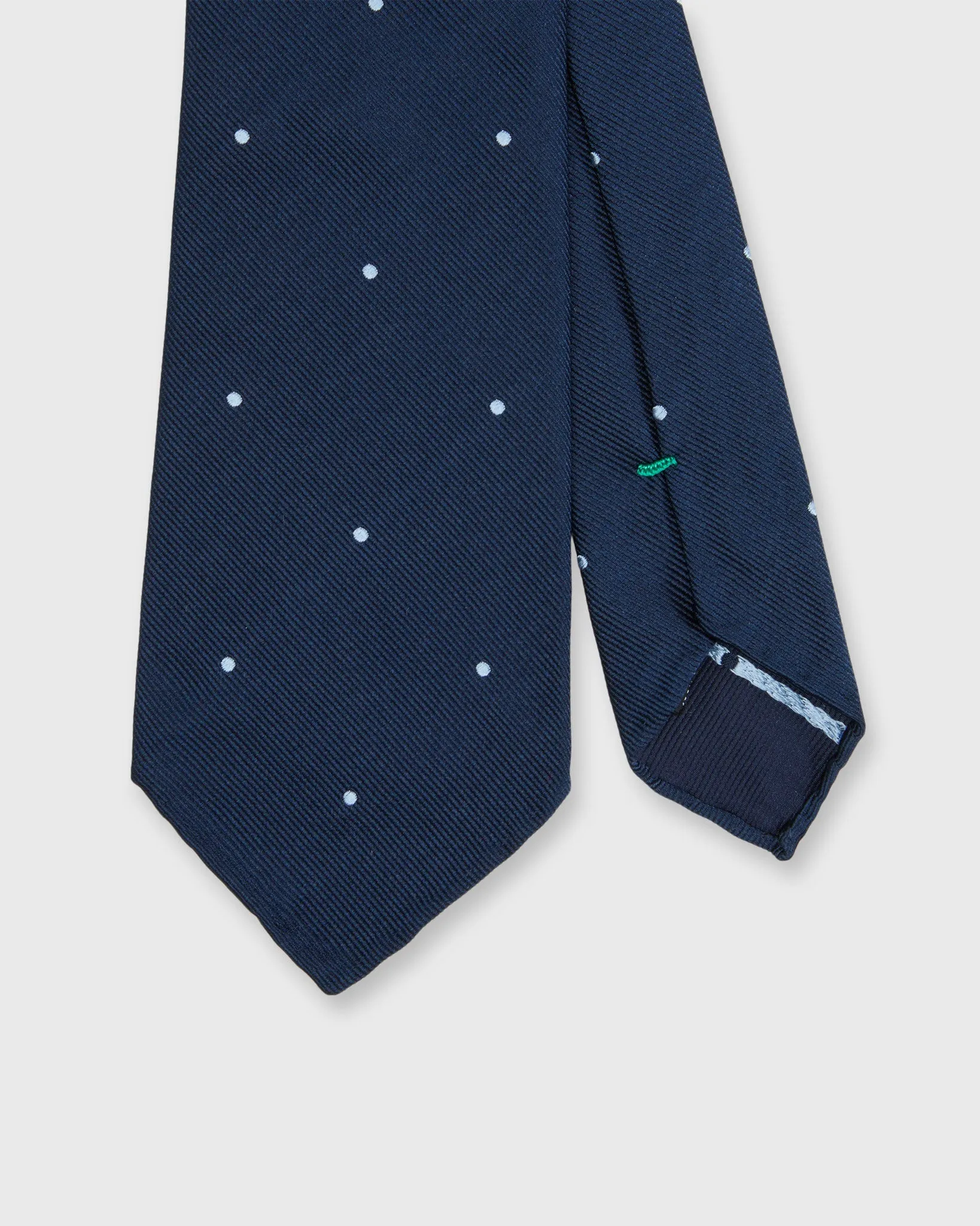 Silk Woven Tie in Navy/Sky Dot