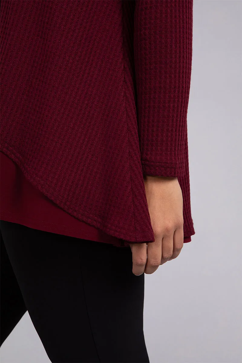 Split Back Waffle Sweater | Bloodstone