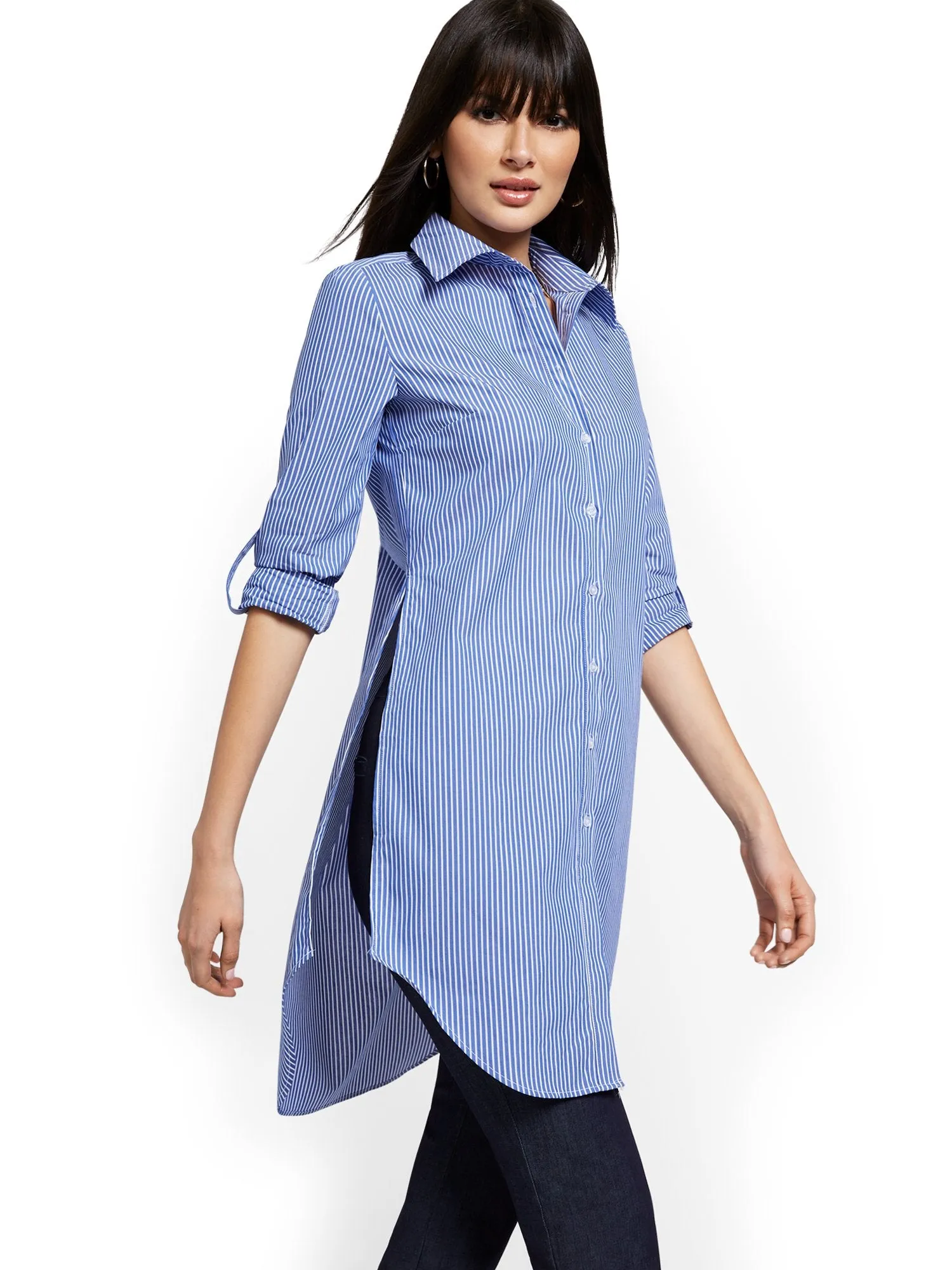 Striped Oversized Poplin Tunic Top