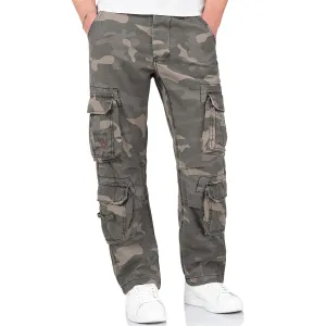 Surplus Airborne Slim Fit Cargo Trousers Black Camo