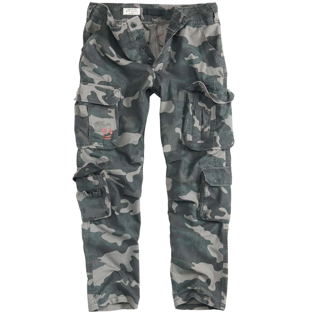 Surplus Airborne Slim Fit Cargo Trousers Black Camo